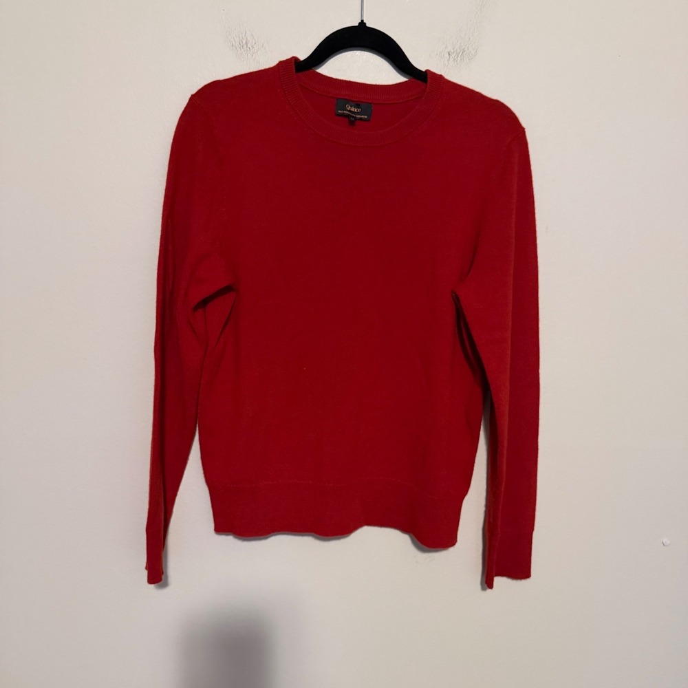 Quince 100% Mongolian Cashmere Crewneck Sweater M Red Classic preppy holiday